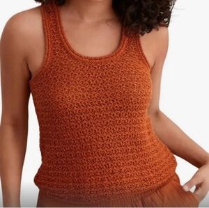 Aerie Orange Brown Open Knit Tank Top size XXL